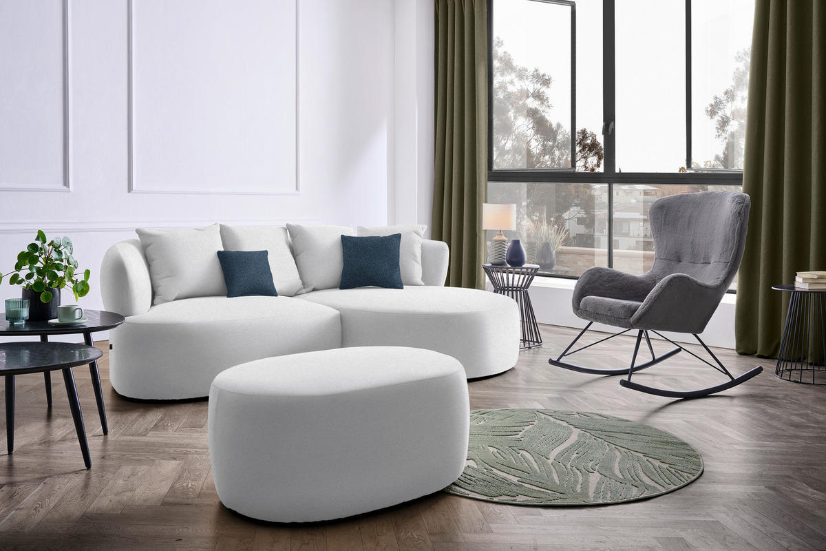 ECKSOFA in Plüsch Hellgrau  235/166 cm  - Hellgrau/Schwarz, MODERN, Kunststoff/Textil (235/166cm) - Hom`in