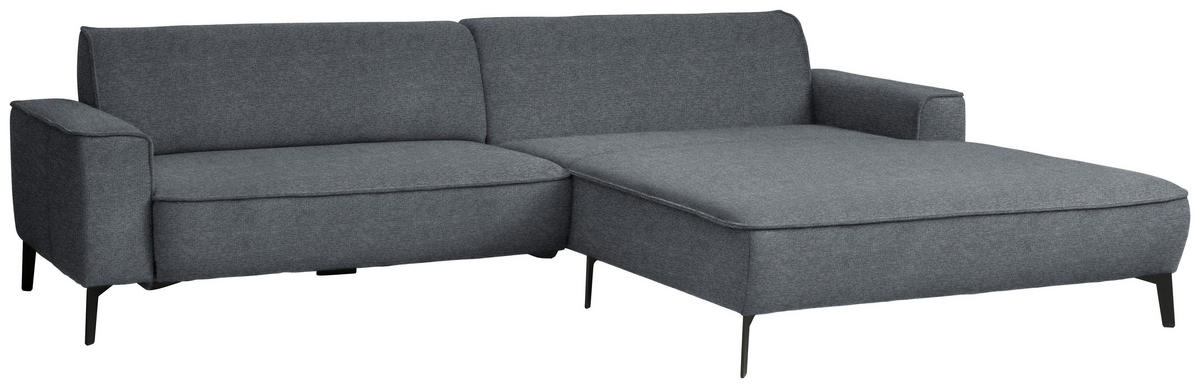ECKSOFA in Flachgewebe Dunkelgrau  285/190 cm  - Dunkelgrau/Schwarz, Design, Textil/Metall (285/190cm) - Johann Jakob