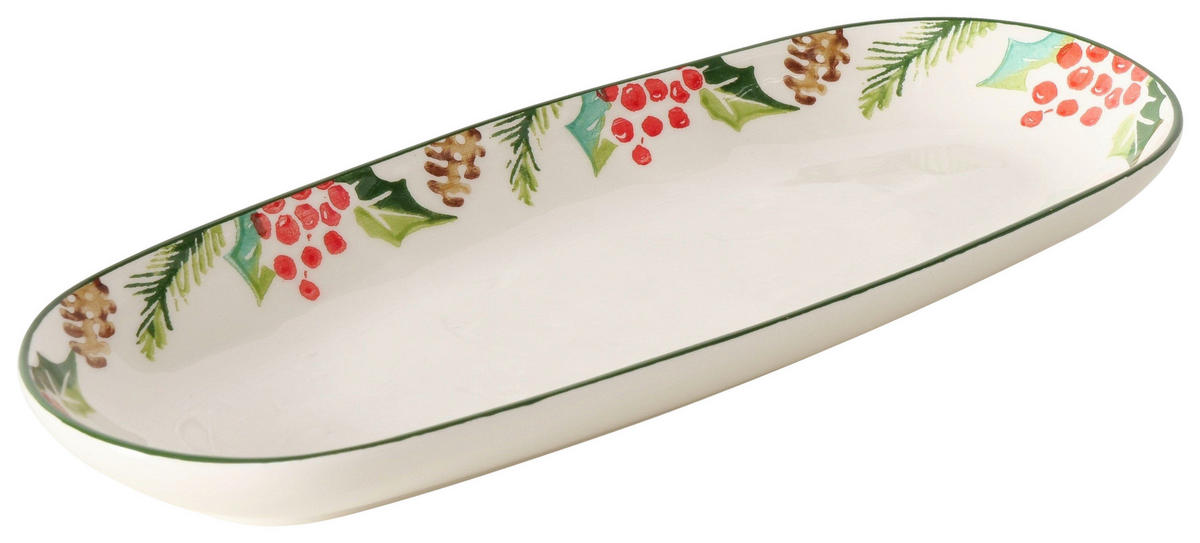 SERVIERPLATTE  - Weiß/Grün, LIFESTYLE, Keramik (35/15/3,5cm)