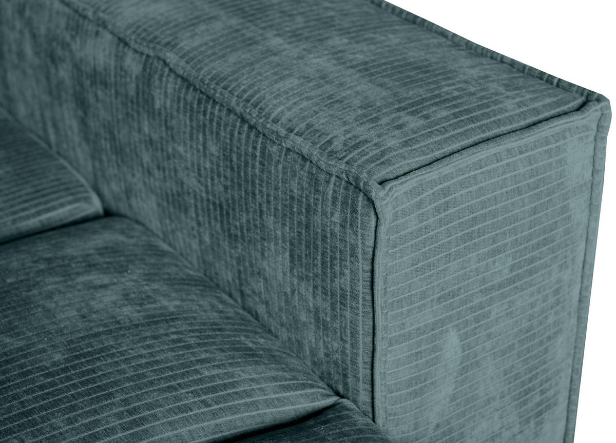 BIGSOFA Flachgewebe Blau  - Chromfarben/Blau, KONVENTIONELL, Textil/Metall (256/68/122cm) - Carryhome