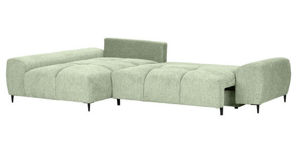 ECKSOFA  in Flachgewebe Hellgrün  - Schwarz/Hellgrün, KONVENTIONELL, Textil/Metall (180/295cm) - Carryhome