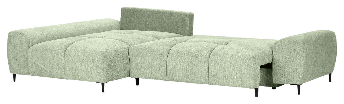 ECKSOFA Hellgrün Flachgewebe  - Schwarz/Hellgrün, KONVENTIONELL, Textil/Metall (180/295cm) - Carryhome