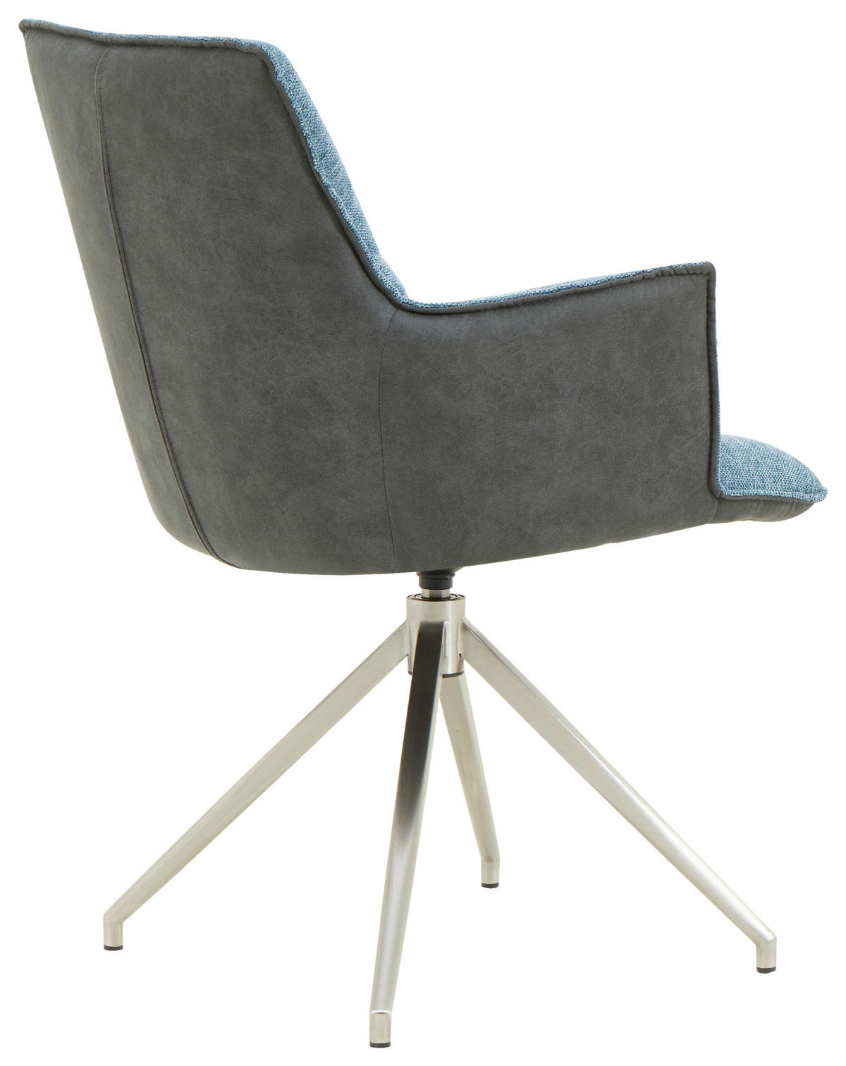 STOLIČKA S PODRÚČKAMI, ušľachtilá oceľ, mikrovlákno, vzhľad ľanu, antracitová, modrá - modrá/čierna, Design, kov/textil (59/89,5/63cm) - Novel