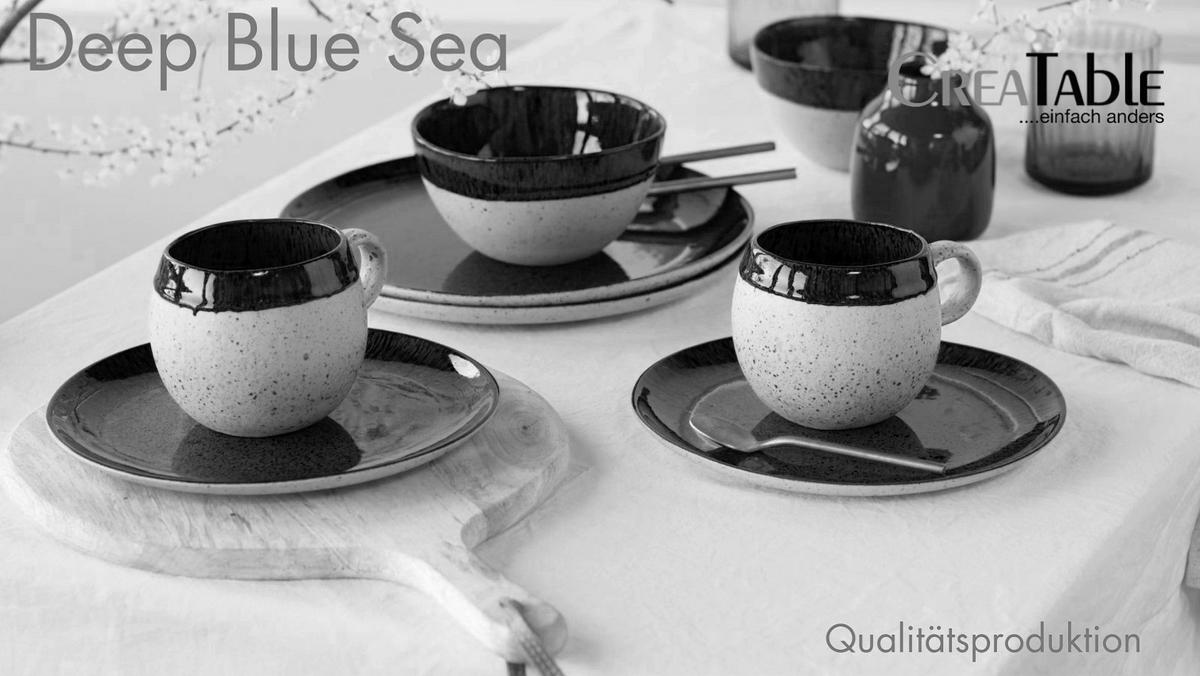 KOMBISERVICE Deep Blue Sea 8-teilig  - Blau/Beige, Trend, Keramik (29,5/31/34cm) - Creatable