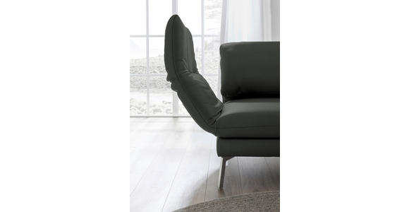 RÉCAMIERE in Echtleder Dunkelgrau - Chromfarben/Dunkelgrau, Design, Leder/Metall (209/85-109/95-16cm) - Dieter Knoll