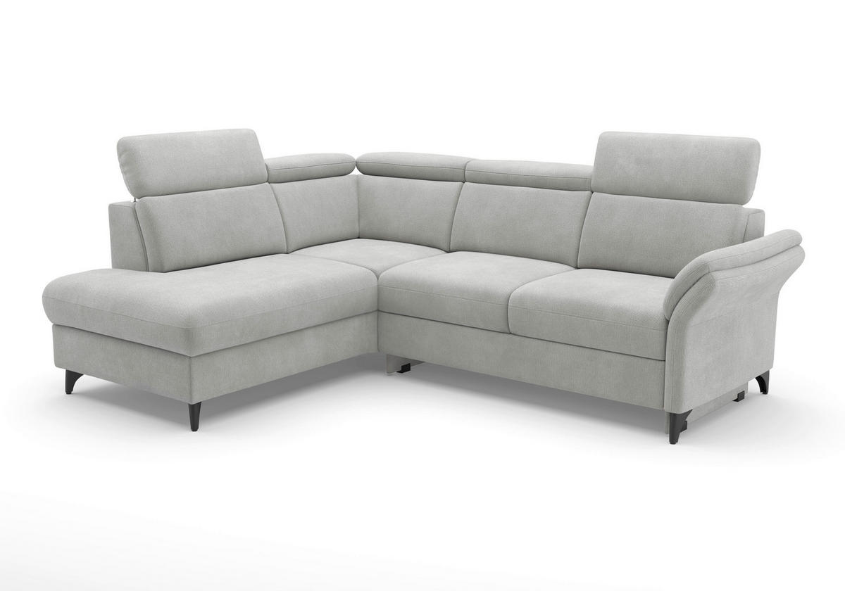 ECKSOFA Flachgewebe Silberfarben  - Silberfarben/Schwarz, Konventionell, Textil/Metall (193/247cm) - Sit & More