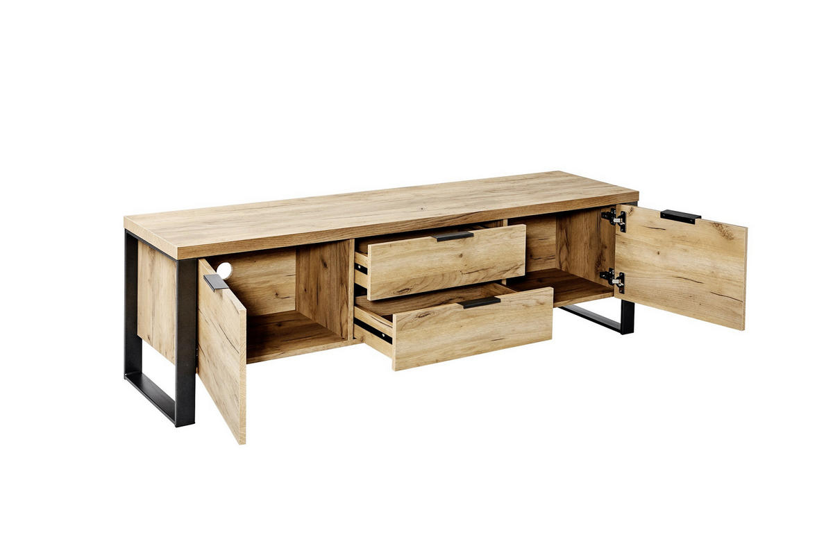 TV-ELEMENT - Eichefarben/Anthrazit, Design, Holzwerkstoff/Metall (152/45/40cm)