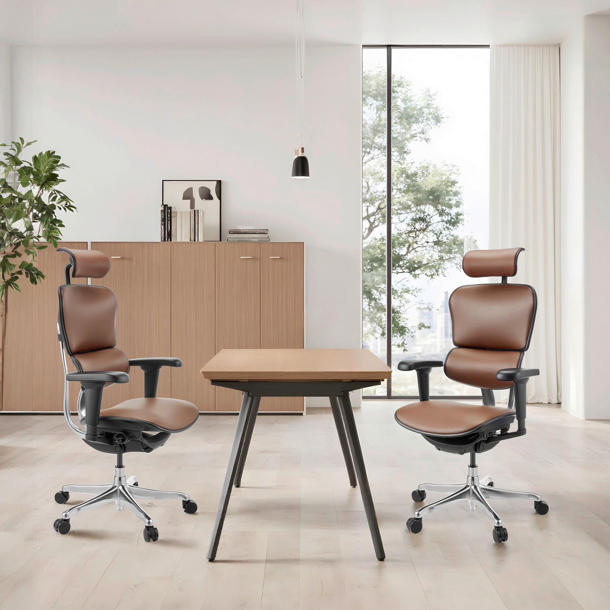 DREHSTUHL Braun, Schwarz  - Silberfarben/Schwarz, MODERN, Leder/Kunststoff (65/132/60cm) - MID.YOU