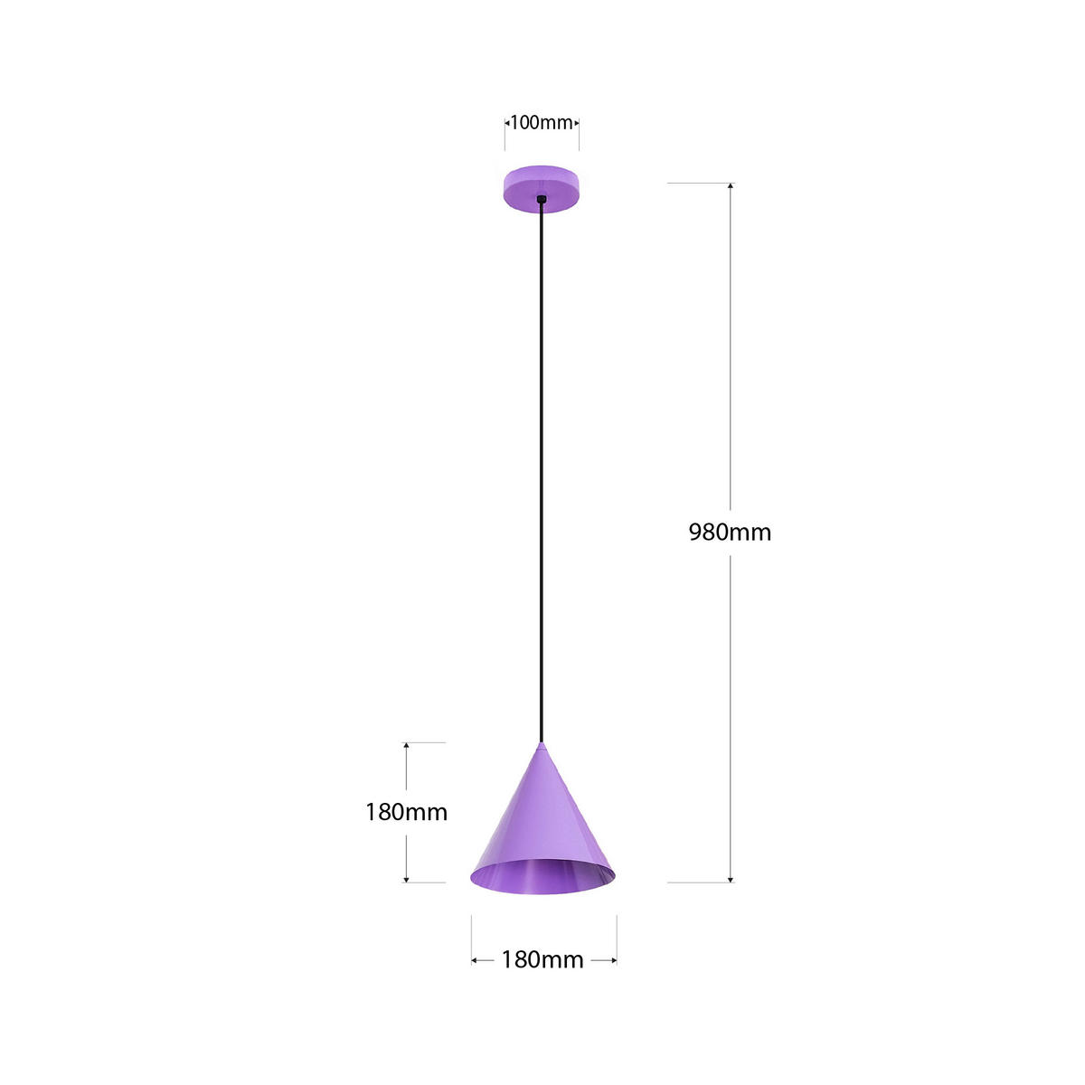 HÄNGELEUCHTE 18/18/98 cm  - Flieder, LIFESTYLE, Metall (18/18/98cm)