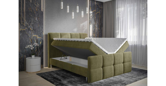 BOXBETT 180/200 cm in Olivgrün - Chromfarben/Olivgrün, MODERN, Holz/Holzwerkstoff (180/200cm) - Esposa
