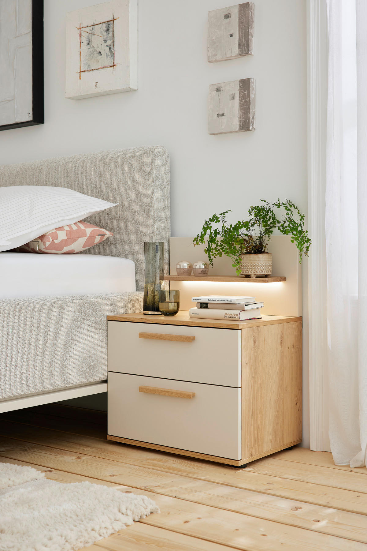 NACHTSCHRANK 46/48,6/46 cm  - Sandfarben/Eichefarben, Design, Holz/Holzwerkstoff (46/48,6/46cm) - Musterring