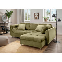 ROZKLADACIA ROHOVÁ POHOVKA, textil, zelená - zelená/chrómová, Modern, kov/textil (250/190cm) - Livetastic