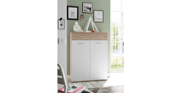 SCHUHSCHRANK 90/120/36 cm - Eichefarben/Silberfarben, Design, Holzwerkstoff/Kunststoff (90/120/36cm) - Carryhome