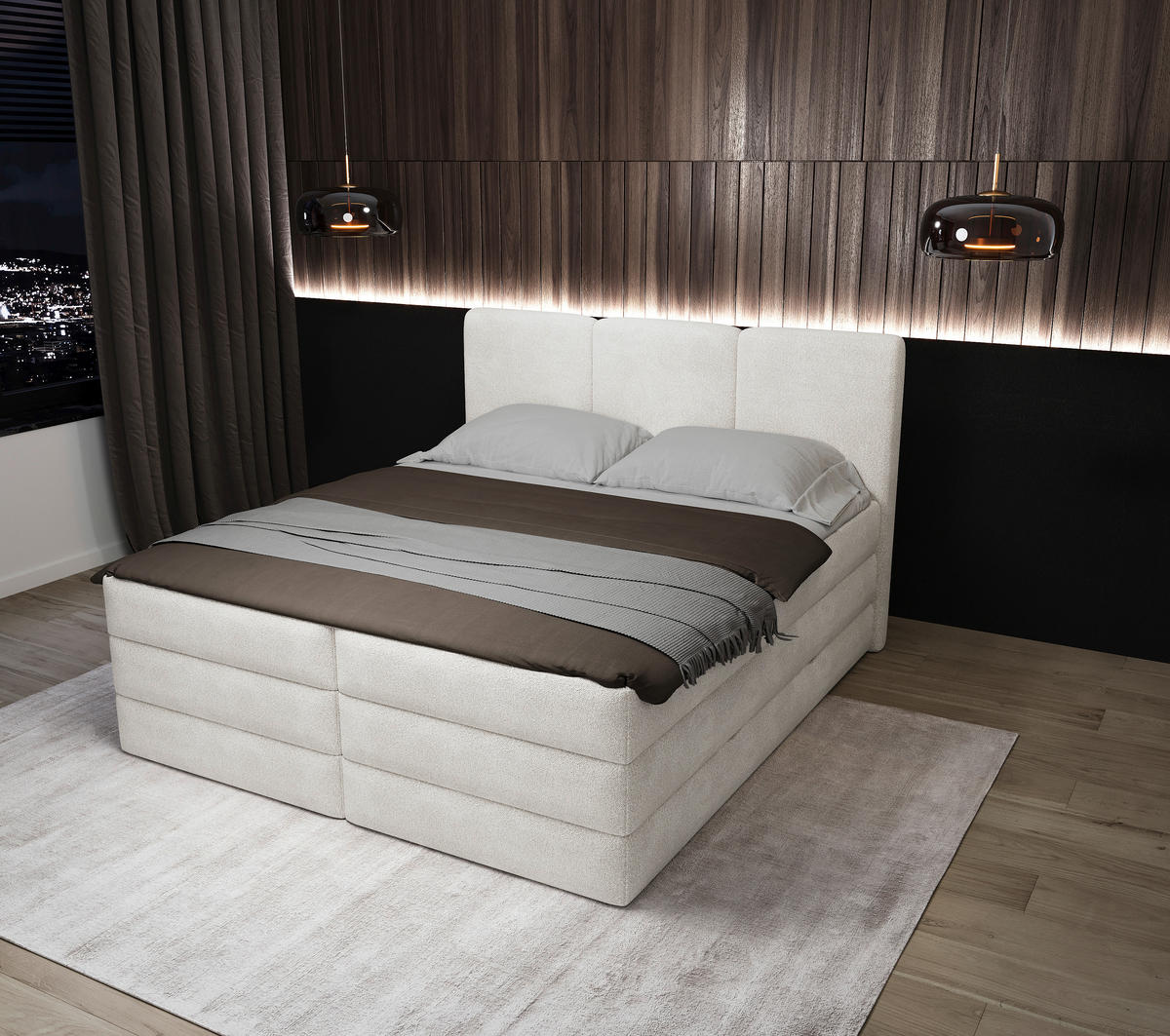 BOXSPRINGBETT 180/200 cm  in Weiss  - Weiss/Schwarz, Modern, Holz/Holzwerkstoff (180/200cm) - MID.YOU