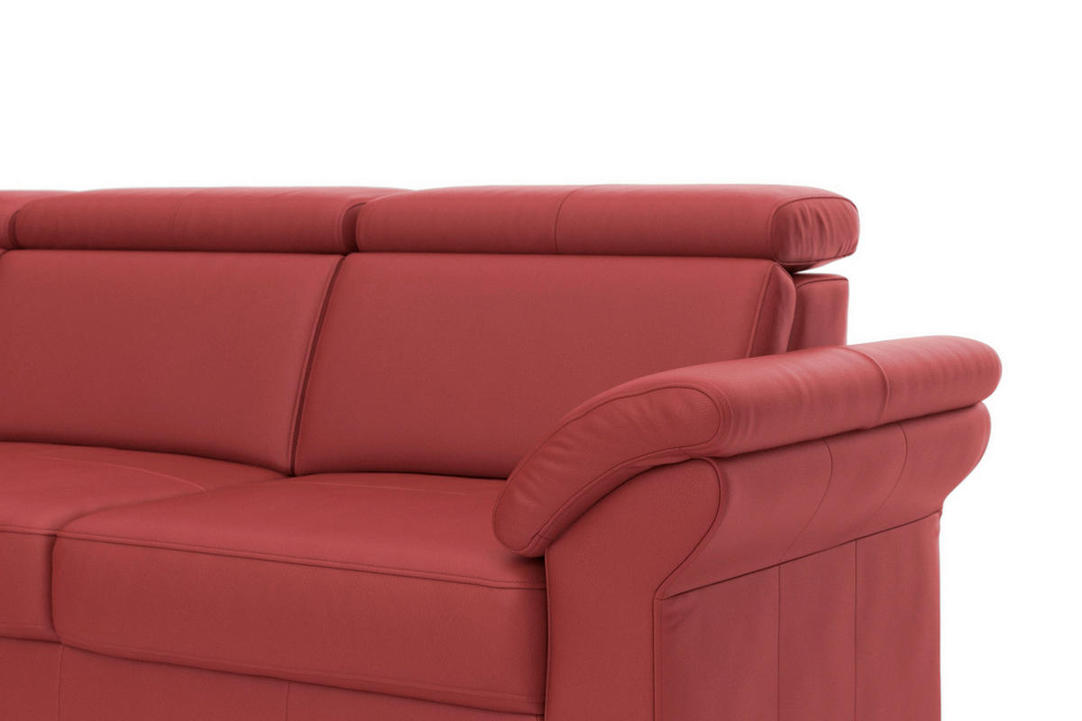 ECKSOFA 194/245 cm ARNGAST E in Echtleder Rot Kopfteilverstellung  194/245 cm  - Chromfarben/Rot, Basics, Leder/Textil (194/245cm) - Sit & More