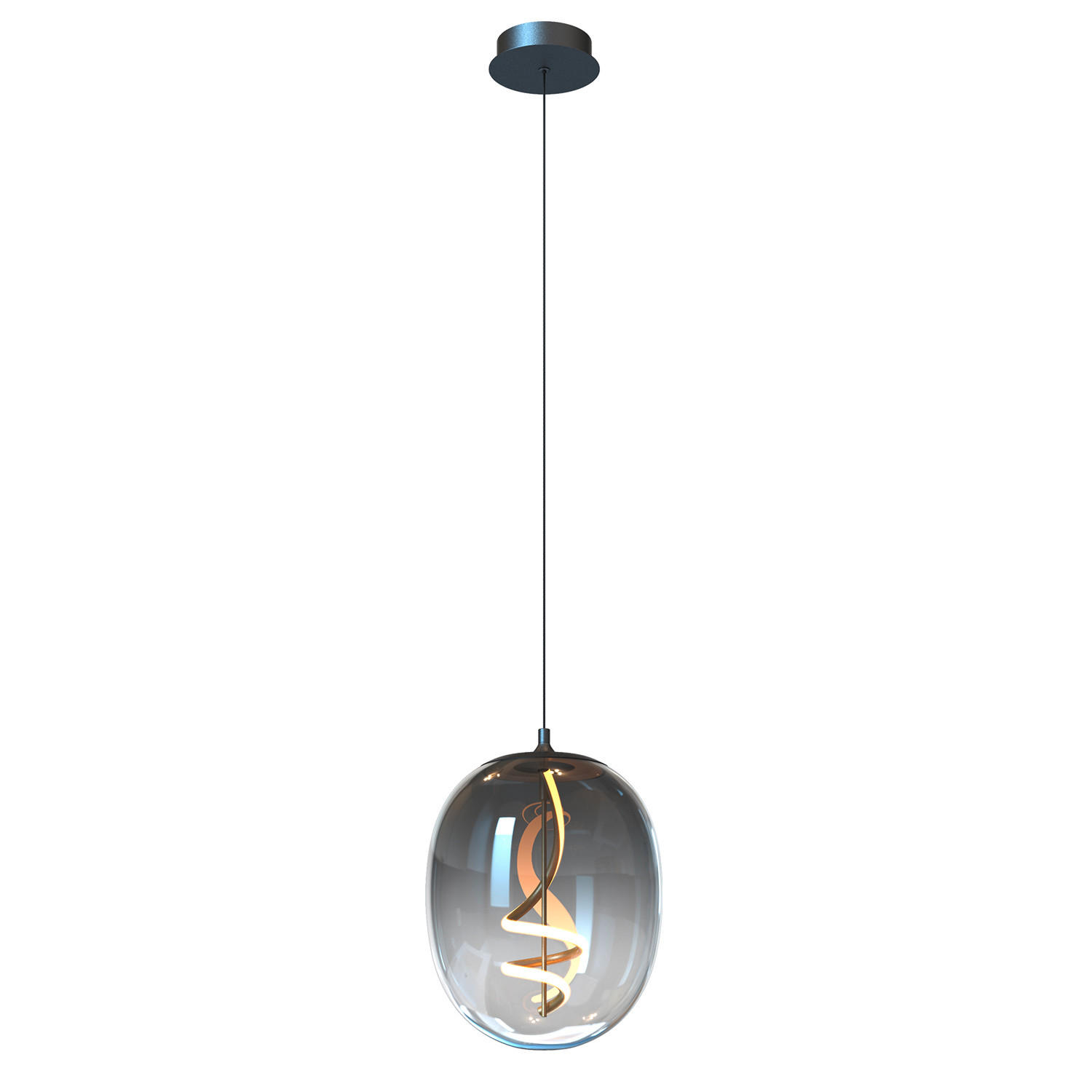 ZÁVESNÉ LED SVIETIDLO, 12 W, 28/28/150 cm - čierna, Design, sklo (28/28/150cm)
