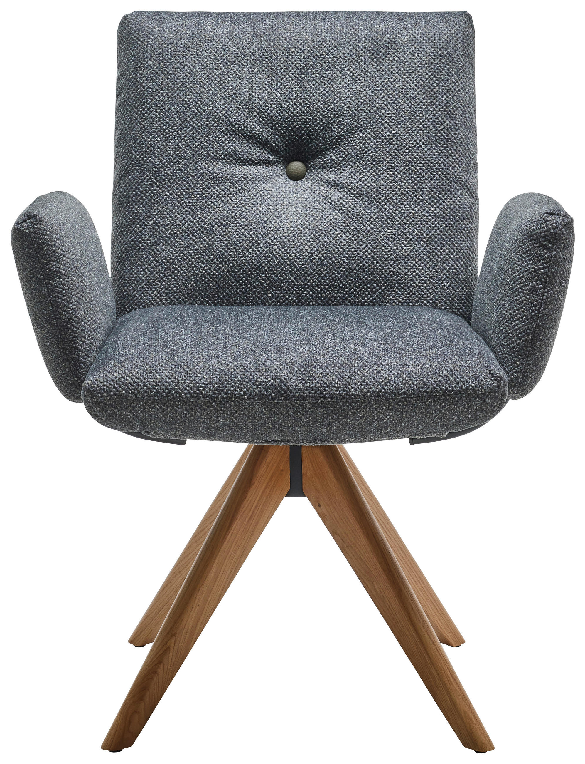 Thumbnail - Dieter Knoll Armlehnstuhl, Eiche, Waldgrün, Holz, Textil, Eiche, massiv, Uni, konisch, Stativgestell, 70x89x68 cm, Leder...