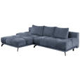 ECKSOFA in Chenille Dunkelblau  - Schwarz/Dunkelblau, MODERN, Textil/Metall (182/290cm) - Hom`in