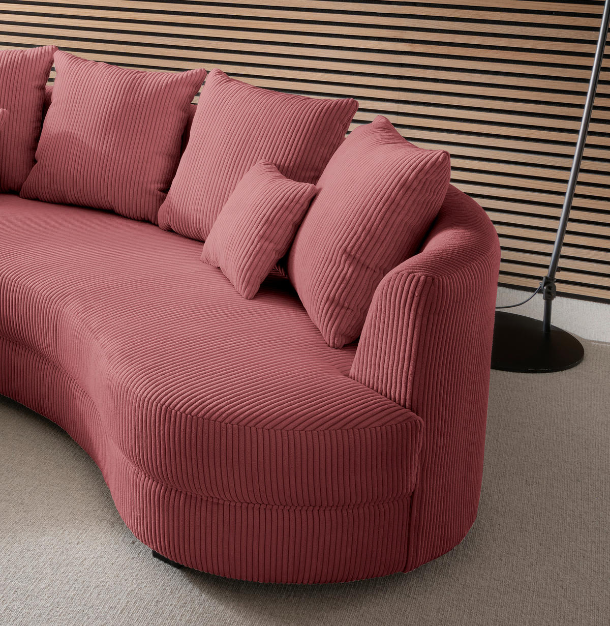 CANAPEA MODULARĂ textil corai  - corai/negru, Design, plastic/textil (160/300cm) - Livetastic