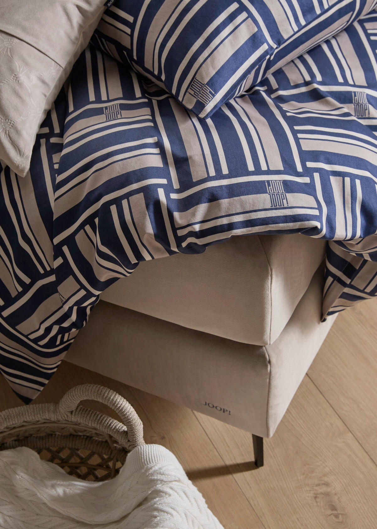 BETTWÄSCHESET Weave Makosatin 160/210 cm  65 cm/100 cm  - Blau, Design, Textil (160/210cm) - Joop!