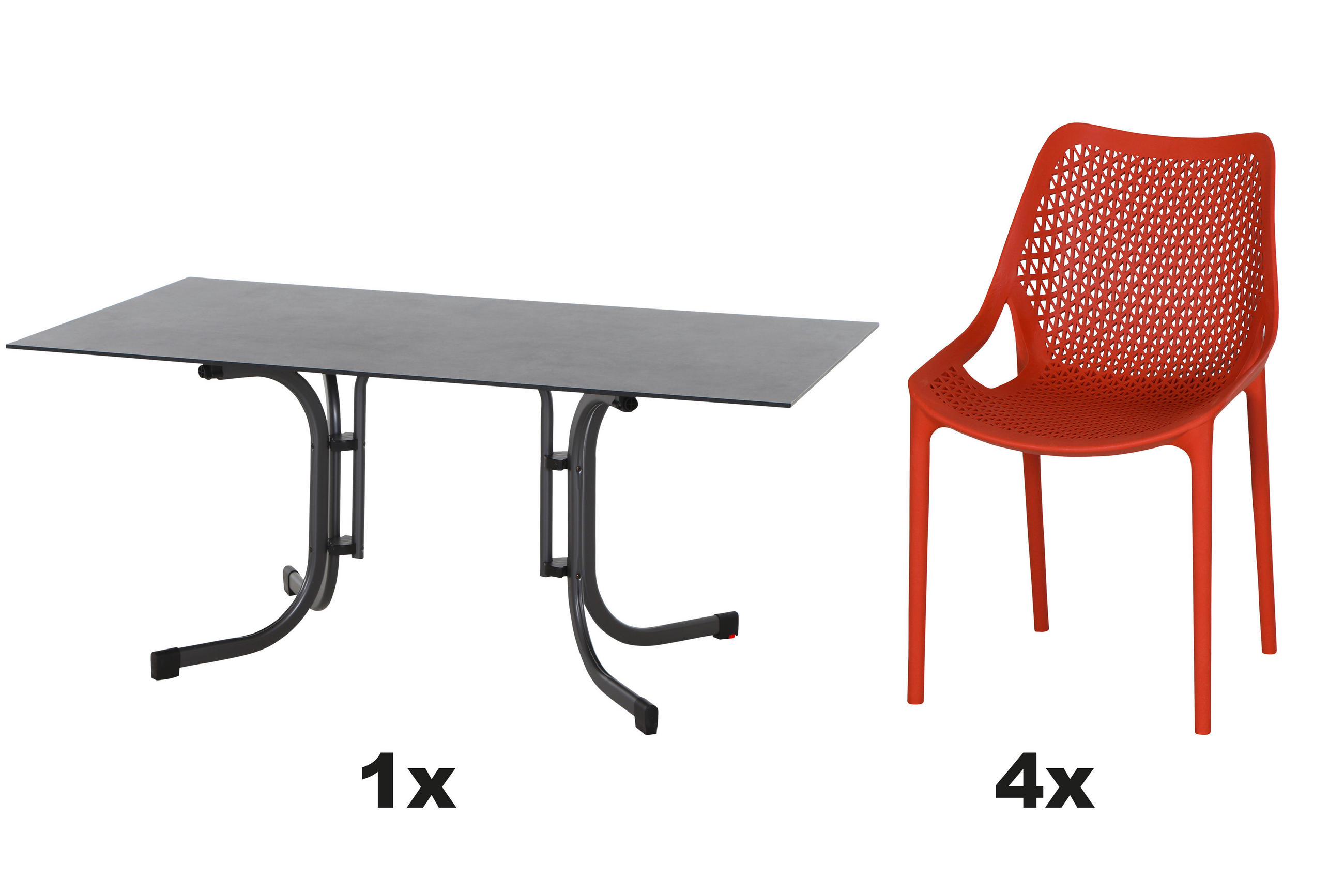 GARTENGARNITUR 5-teilig Stahl  - Anthrazit/Rot, Basics, Kunststoff/Metall (90/81/160cm) - Siena Garden