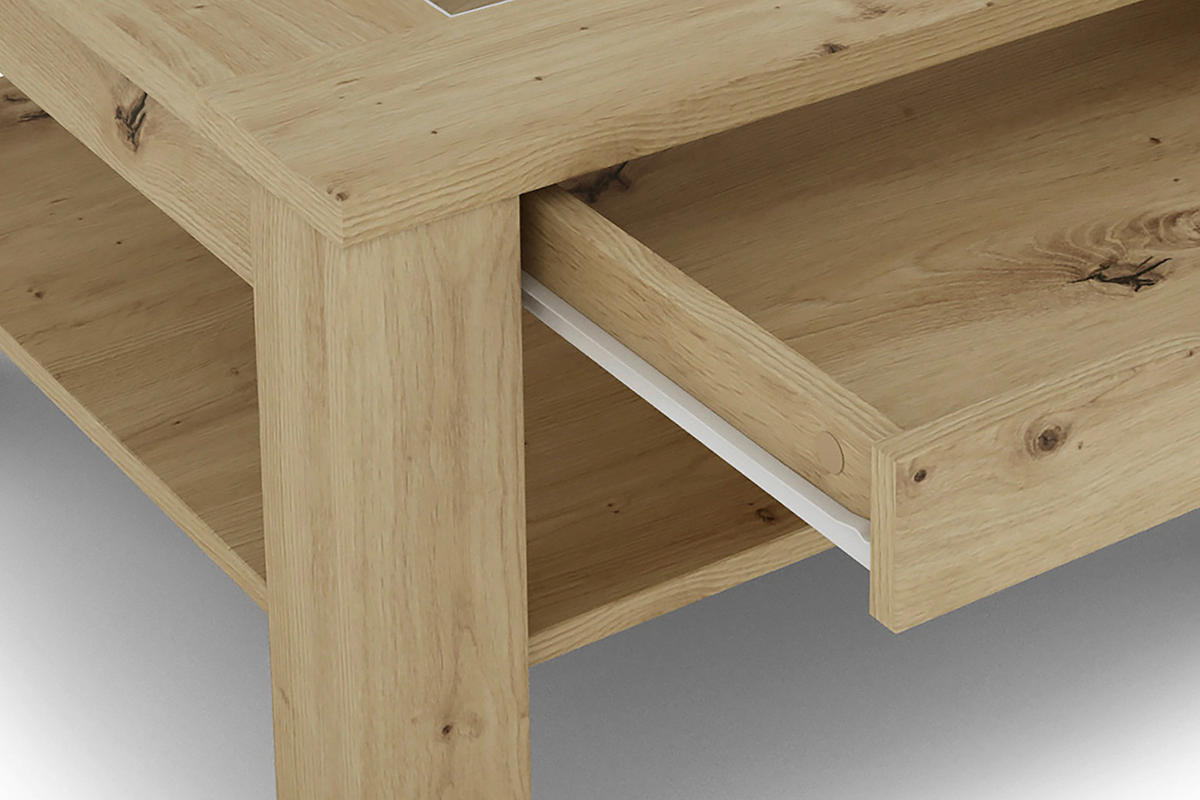 COUCHTISCH in Holzwerkstoff  - Eiche Artisan, Design, Glas/Holzwerkstoff (67/43/67cm) - MID.YOU