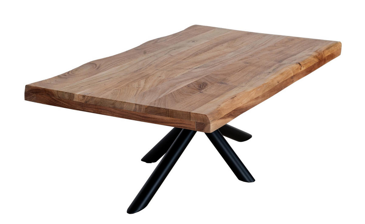 COUCHTISCH Akazie teilmassiv 120/45/70 cm rechteckig Naturfarben, Schwarz  - Schwarz/Naturfarben, Design, Holz/Metall (120/45/70cm) - Livetastic