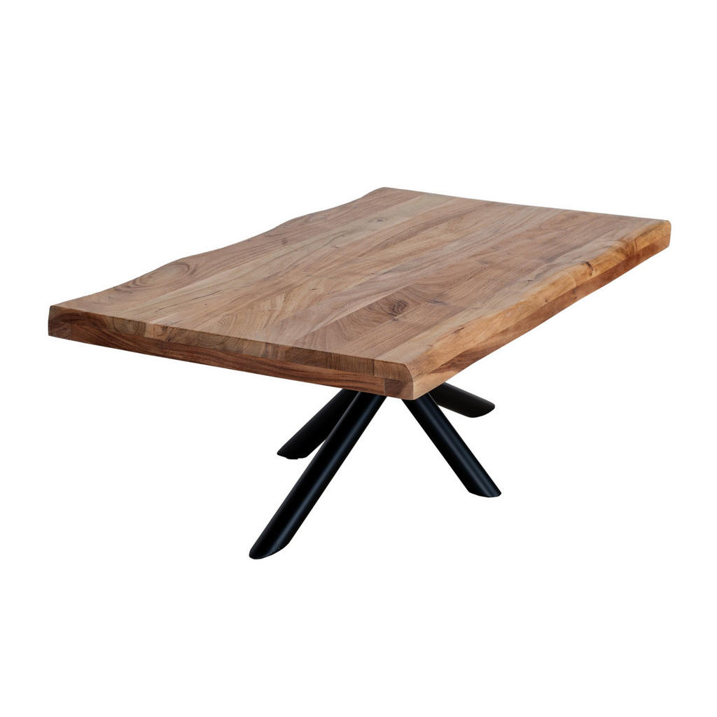 Thumbnail - Livetastic Couchtisch, Natur, Schwarz, Holz, Metall, Akazie, Holz, rechteckig, X-Form, 45x70x120 cm, Holzmöbel, Holztisc...