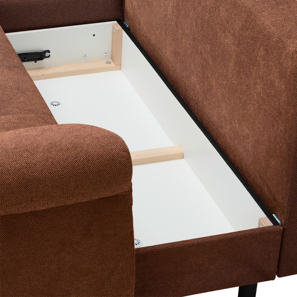 ECKSOFA Haselnussfarben Flachgewebe  - Schwarz/Haselnussfarben, Design, Kunststoff/Textil (175/278cm) - Xora