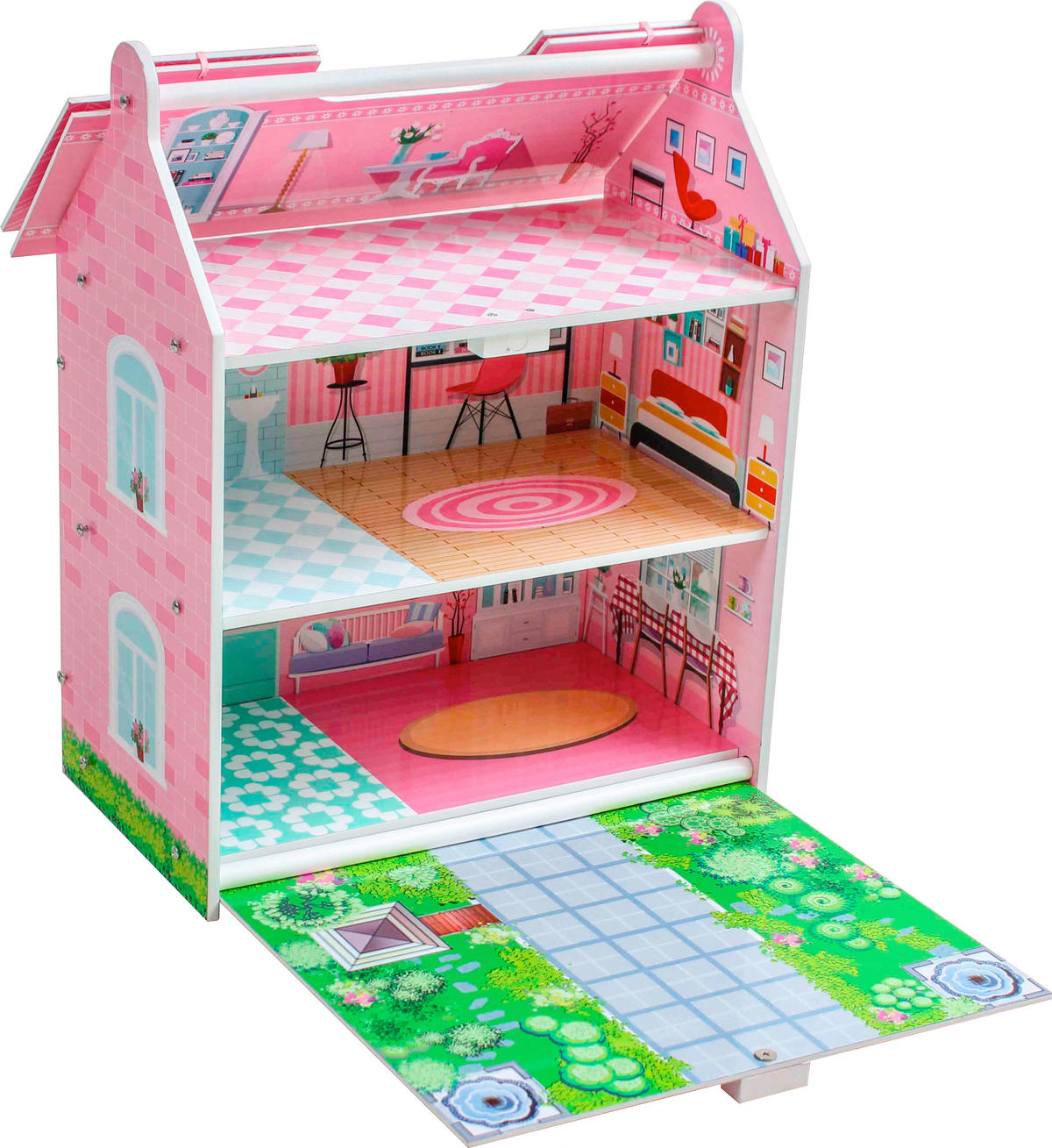 DOMČEK PRE BÁBIKY - viacfarebná/ružová, Trend, drevo/kompozitné drevo (31cm) - My Baby Lou