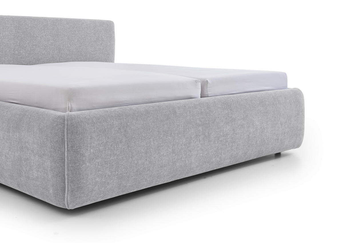 POLSTERBETT 180/200 cm  Hellgrau  - Birkefarben/Buchefarben, Design, Holz/Textil (180/200cm) - Xora