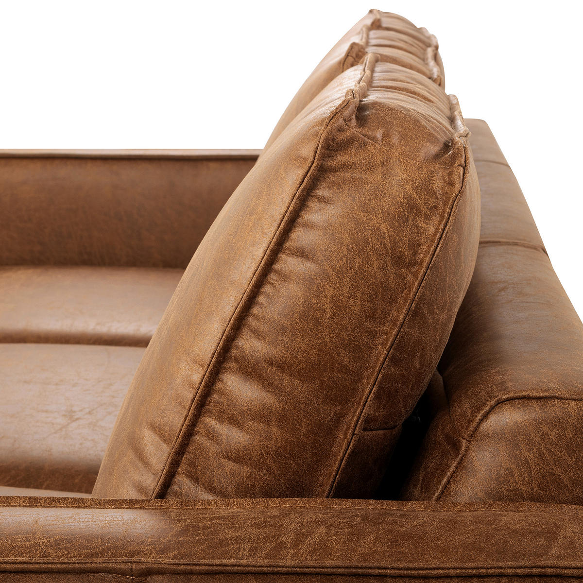 ECKSOFA Hellbraun Echtleder Lederlook Rücken echt  - Hellbraun/Schwarz, Design, Leder/Textil (166/238cm) - Livetastic