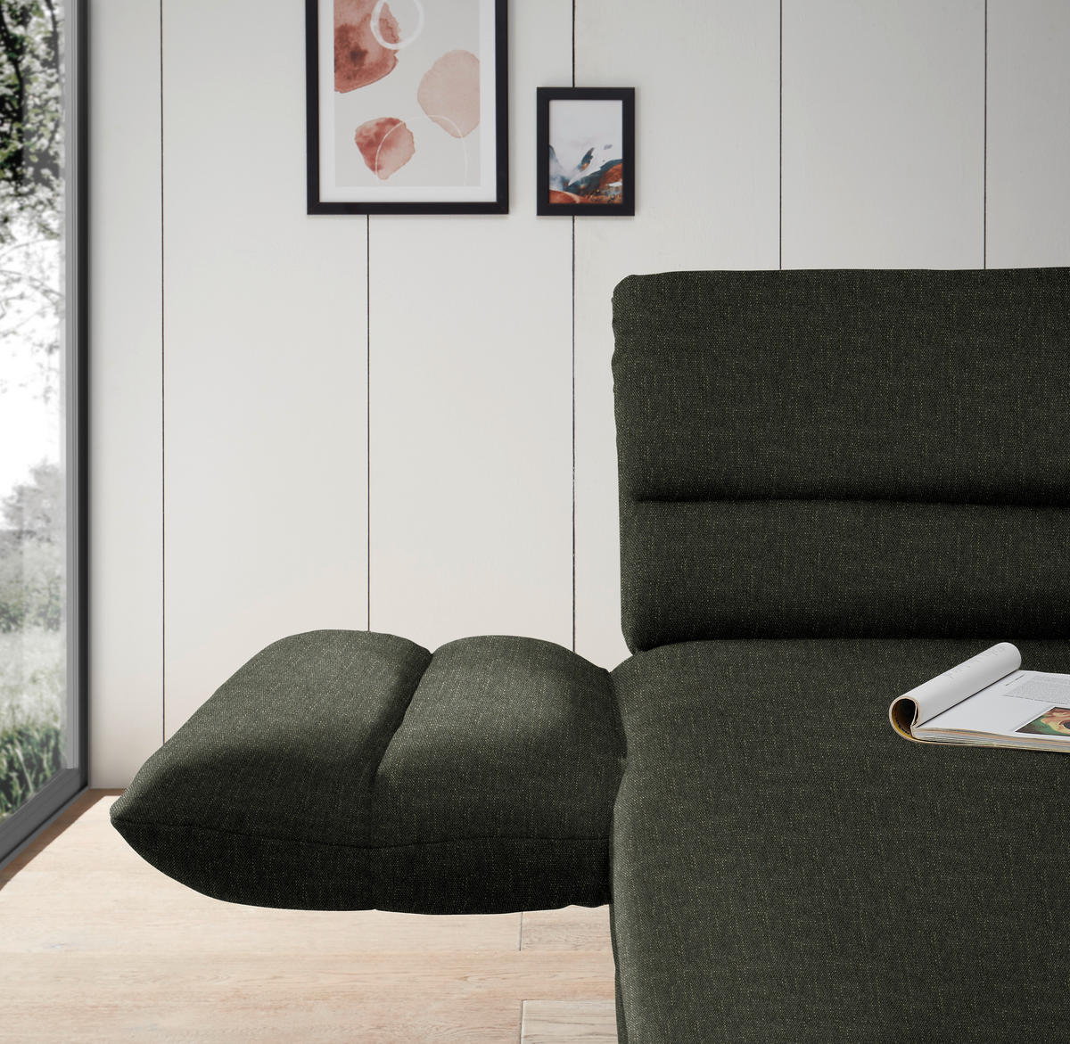 ECKSOFA  in Flachgewebe Dunkelgrün  176-217/279-327 cm  - Dunkelgrün/Schwarz, Design, Textil/Metall (176-217/279-327cm) - Dieter Knoll