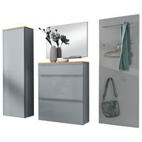GARDEROBE 5-teilig 240/195/31 cm  - Grau, Design, Glas/Holz (240/195/31cm)