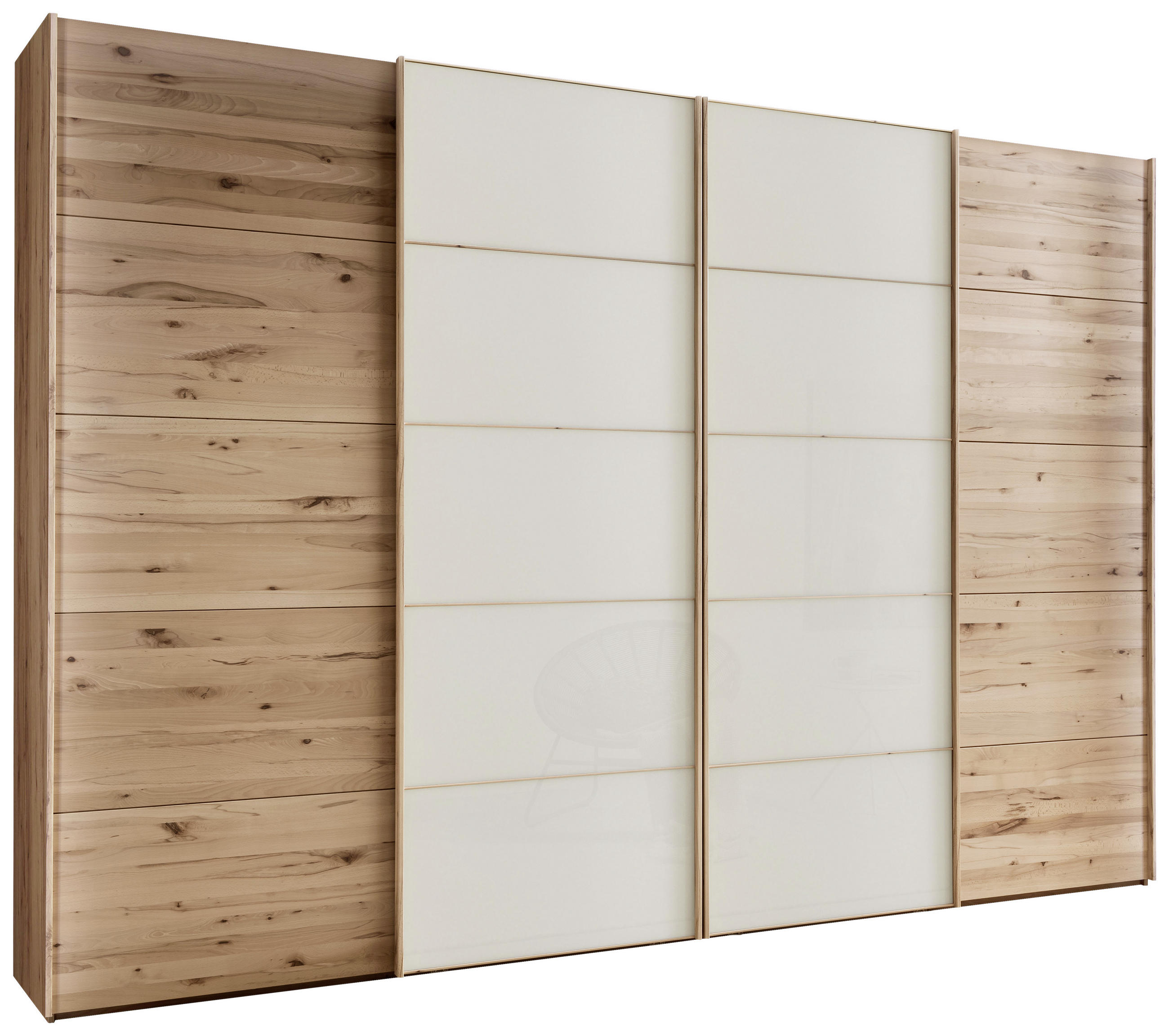 SCHWEBETÜRENSCHRANK in Champagner, Buchefarben  - Champagner/Buchefarben, Natur, Glas/Holz (330/217/67cm) - Linea Natura
