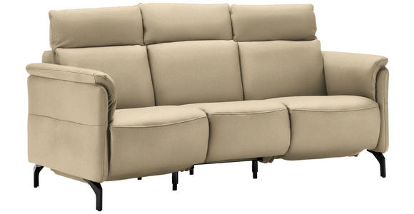 TRAPEZSOFA in Mikrofaser Ecru - Ecru/Schwarz, KONVENTIONELL, Textil/Metall (221/103/95cm) - Dieter Knoll