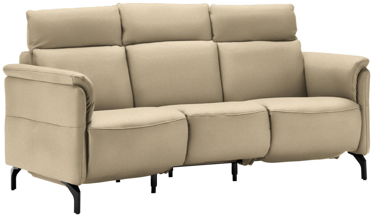 TRAPEZSOFA in Mikrofaser Ecru  - Ecru/Schwarz, Konventionell, Textil/Metall (221/103/95cm) - Dieter Knoll