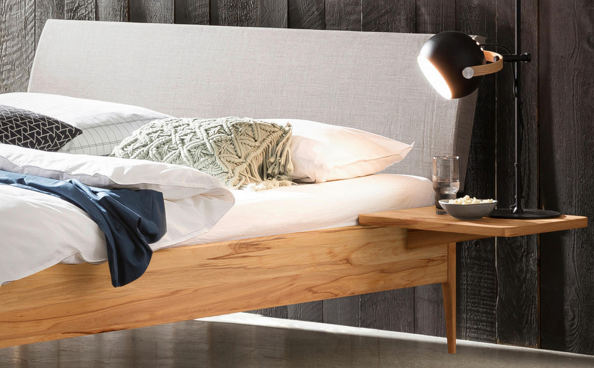 BETT 140/200 cm  in Buchefarben, Hellgrau   - Buchefarben/Hellgrau, Konventionell, Holz/Textil (140/200cm) - Hasena