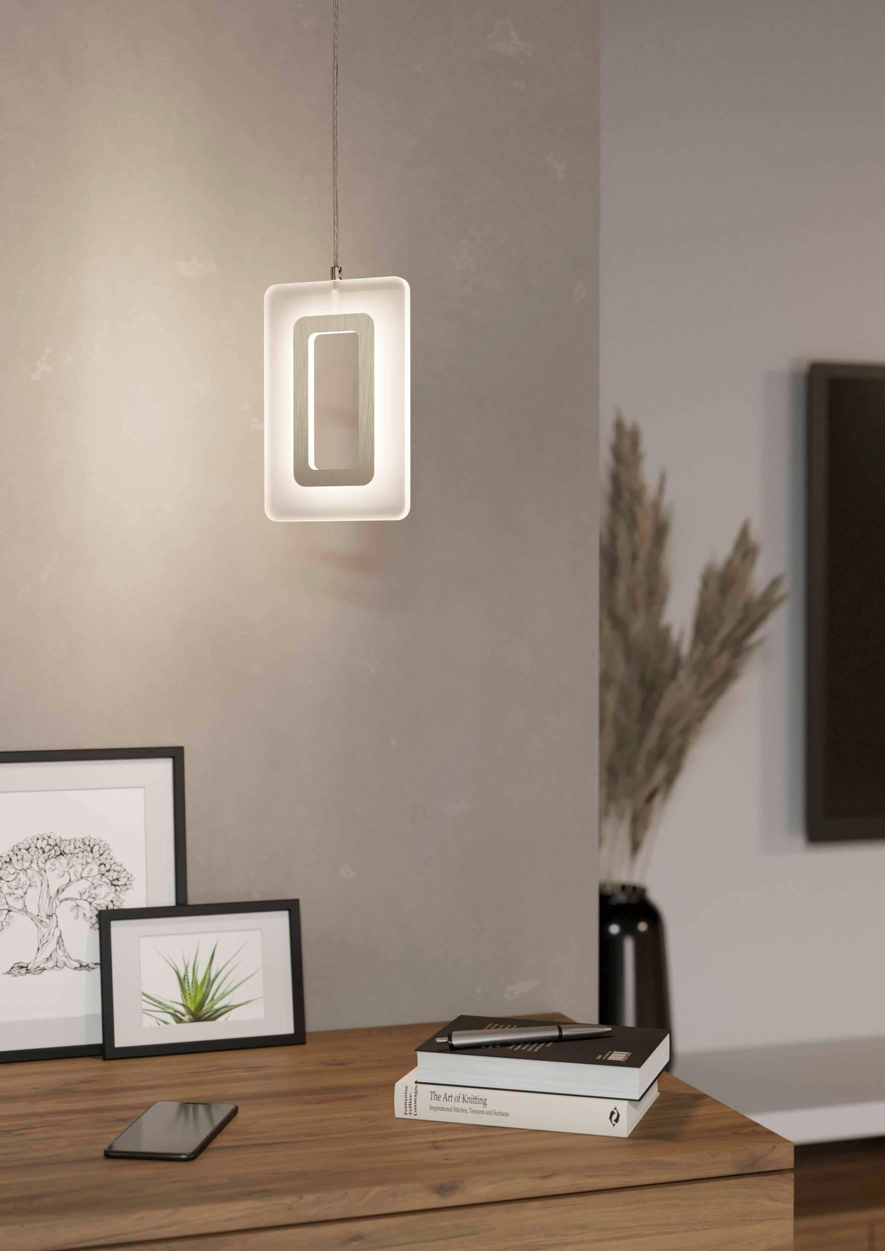 ZÁVĚSNÉ LED SVÍTIDLO, 14/10,5/110 cm - barvy niklu, Design, kov/plast (14/10,5/110cm) - Eglo