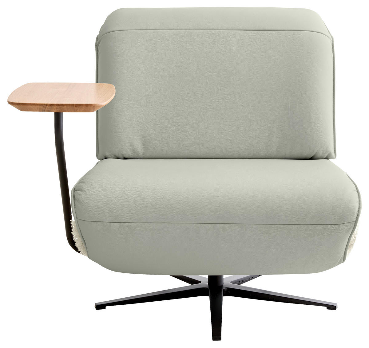 SESSEL Hochflor Echtleder Weiss, Grauweiss  - Weiss/Schwarz, Design, Leder/Textil (84/65/91cm) - Koinor