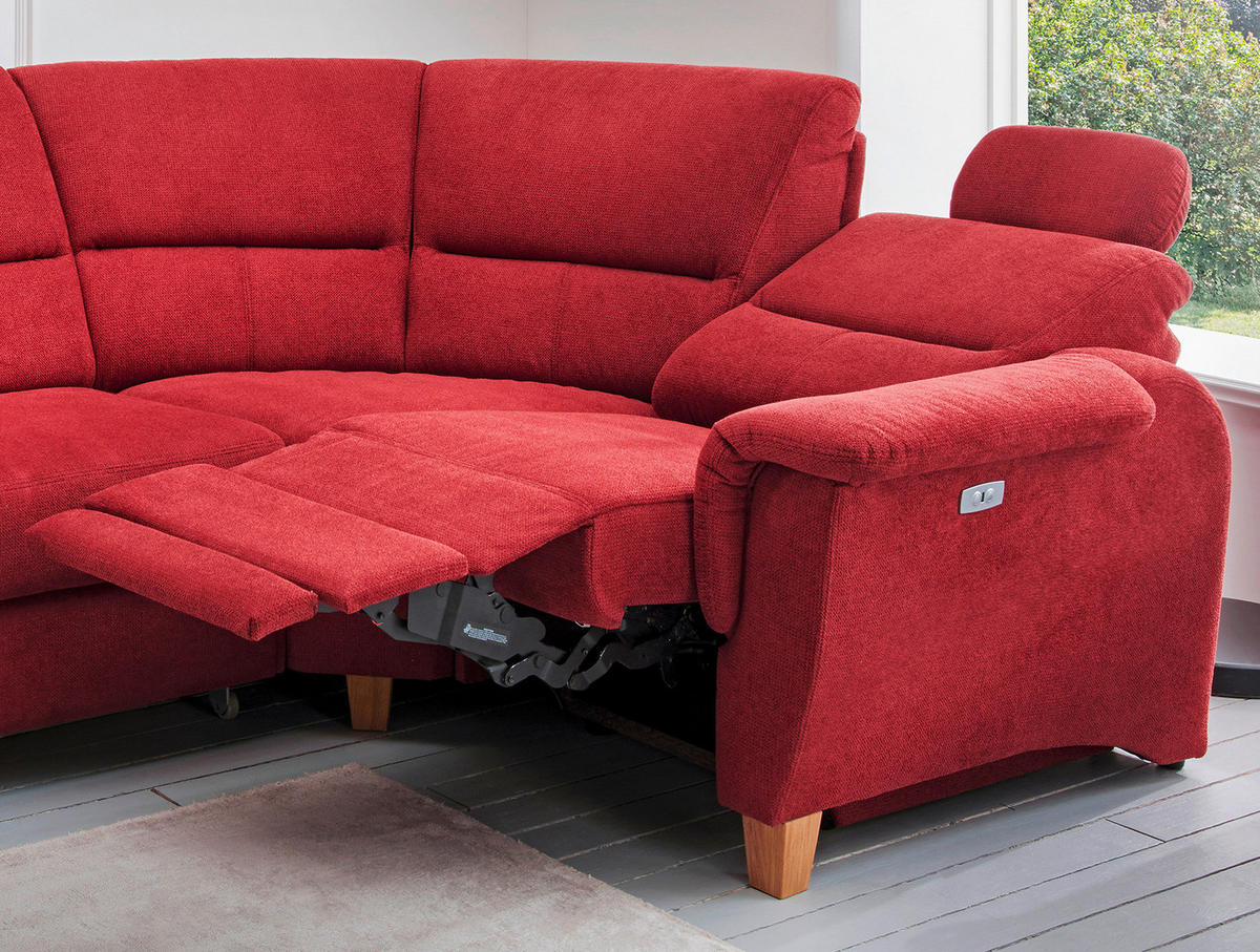 ECKSOFA in Struktur Rot  238/241 cm  - Wildeiche/Rot, KONVENTIONELL, Holz/Textil (238/241cm) - Livetastic