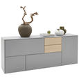 SIDEBOARD 184/74/41 cm  in Grau, Eichefarben  - Eichefarben/Schwarz, Design, Holzwerkstoff/Kunststoff (184/74/41cm) - Voleo