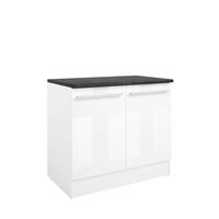 SPÜLENUNTERSCHRANK 100/90/60 cm  in Weiß, Weiß Hochglanz  - Weiß Hochglanz/Silberfarben, Design, Holzwerkstoff/Kunststoff (100/90/60cm) - P & B