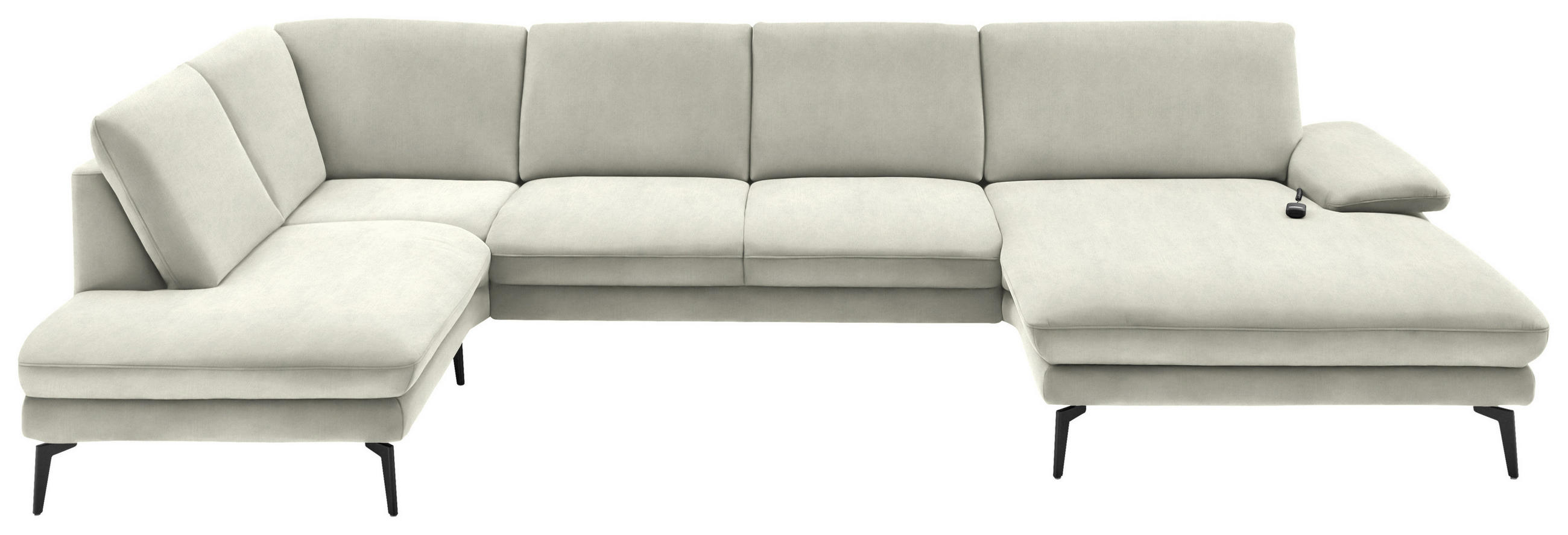 WOHNLANDSCHAFT in Velours Ecru  - Ecru/Schwarz, Design, Textil/Metall (208/344/180cm) - Dieter Knoll