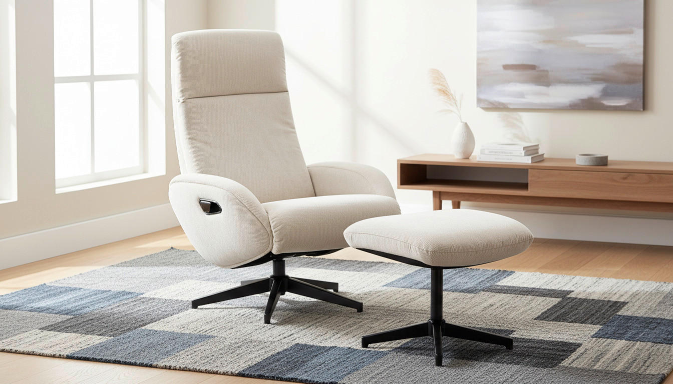 RELAXSESSELSET BASTY Webstoff Hocker    - Beige/Schwarz, Design, Textil/Metall (75/107/77cm) - Livetastic