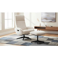 RELAXSESSELSET BASTY Webstoff Hocker    - Beige/Schwarz, Design, Textil/Metall (75/107/77cm) - Livetastic