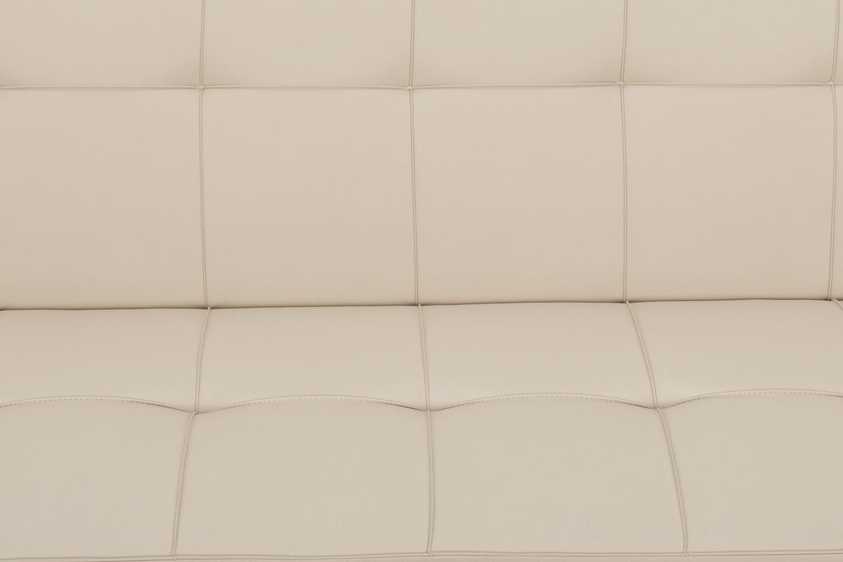 SCHLAFSOFA Lederlook Creme  - Silberfarben/Creme, Basics, Textil/Metall (179/74/91cm) - P & B