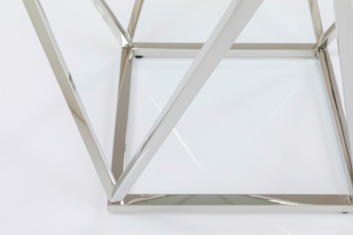 BEISTELLTISCH in Metall, Glas 50/50/55 cm  - Silberfarben, Design, Glas/Metall (50/50/55cm)