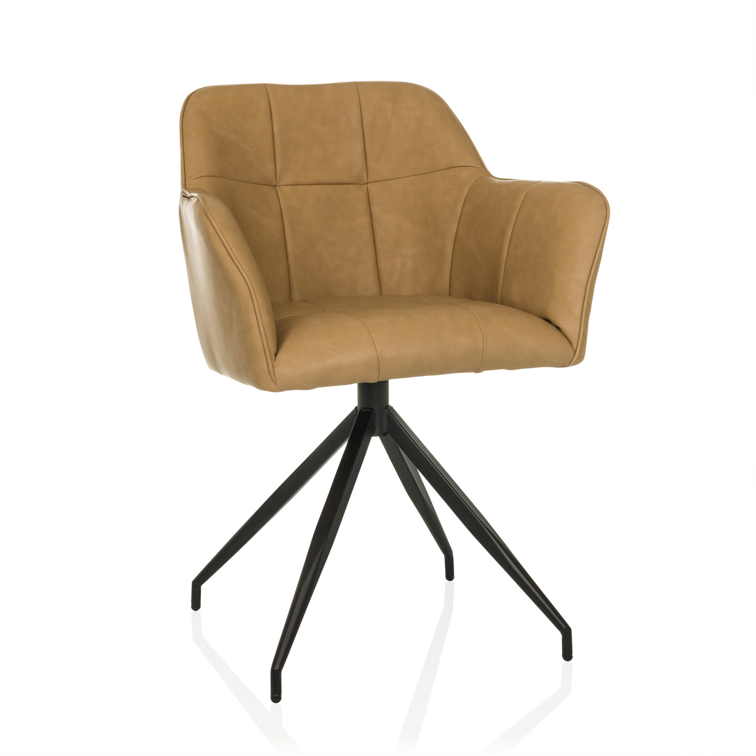 STOL MED ARMSTÖD läderimitation  - cognacfärgad/svart, Modern, metall/läder (61/90/56cm) - MID.YOU