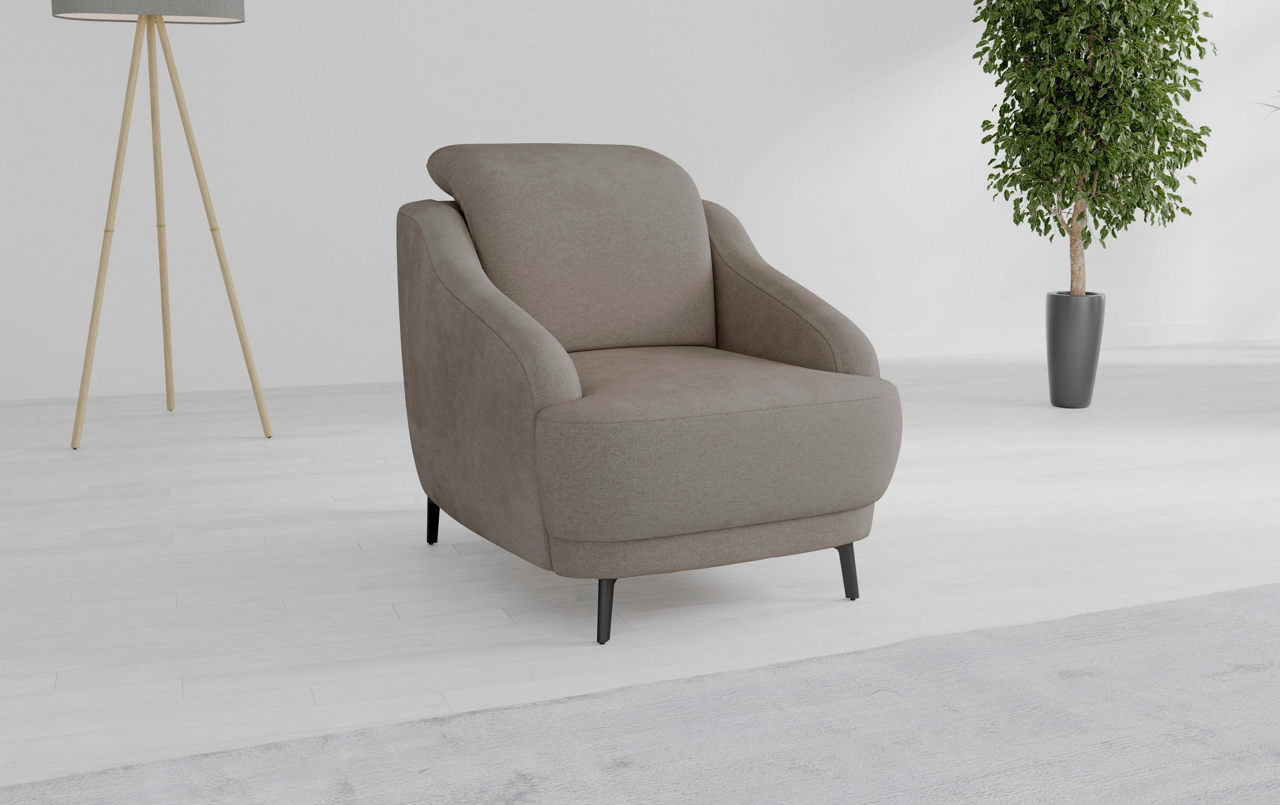 SESSEL in Mikrofaser Haselnussfarben  - Schwarz/Haselnussfarben, MODERN, Textil/Metall (87/93/104cm) - Sit & More